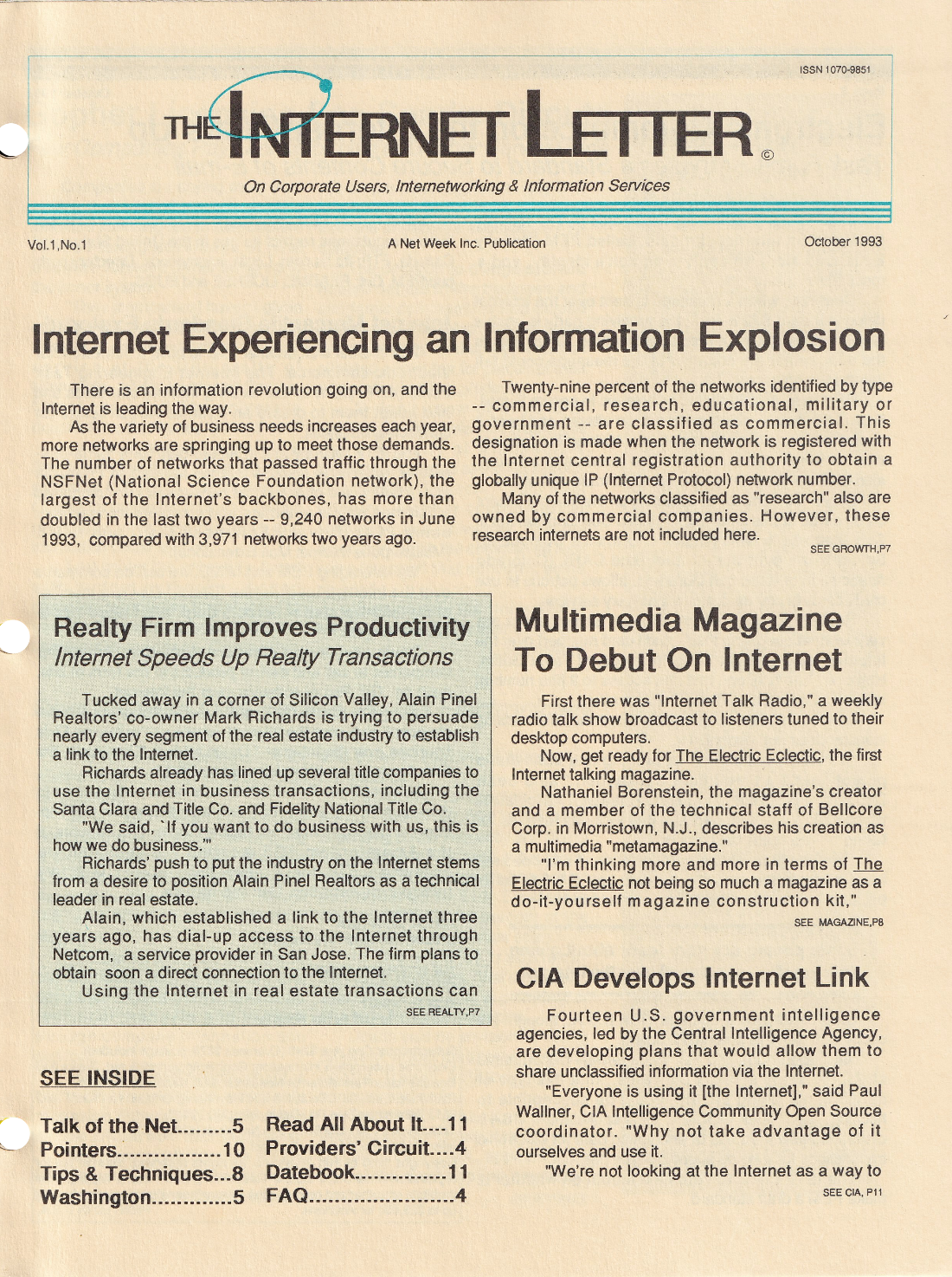 The Internet Letter, first issue